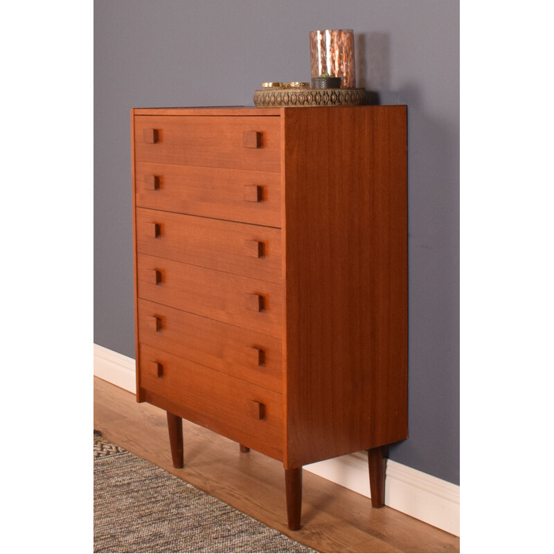 Vintage tall teak chest of drawers, 1960s