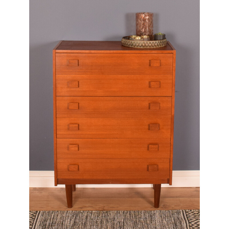 Vintage tall teak chest of drawers, 1960s