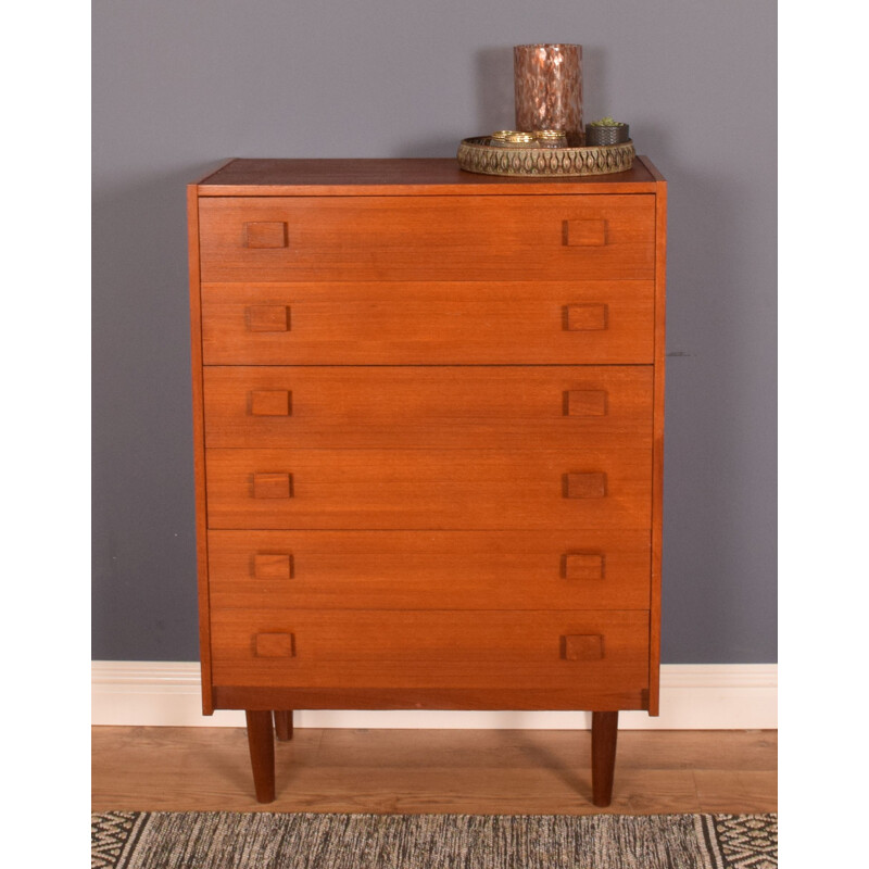 Vintage tall teak chest of drawers, 1960s