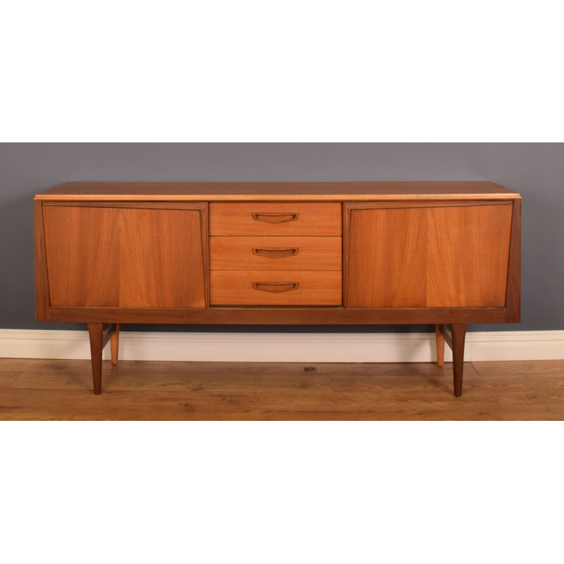 Vintage long teak sideboard by Elliots of Newbury for Royal Heritage Furniture, 1960s