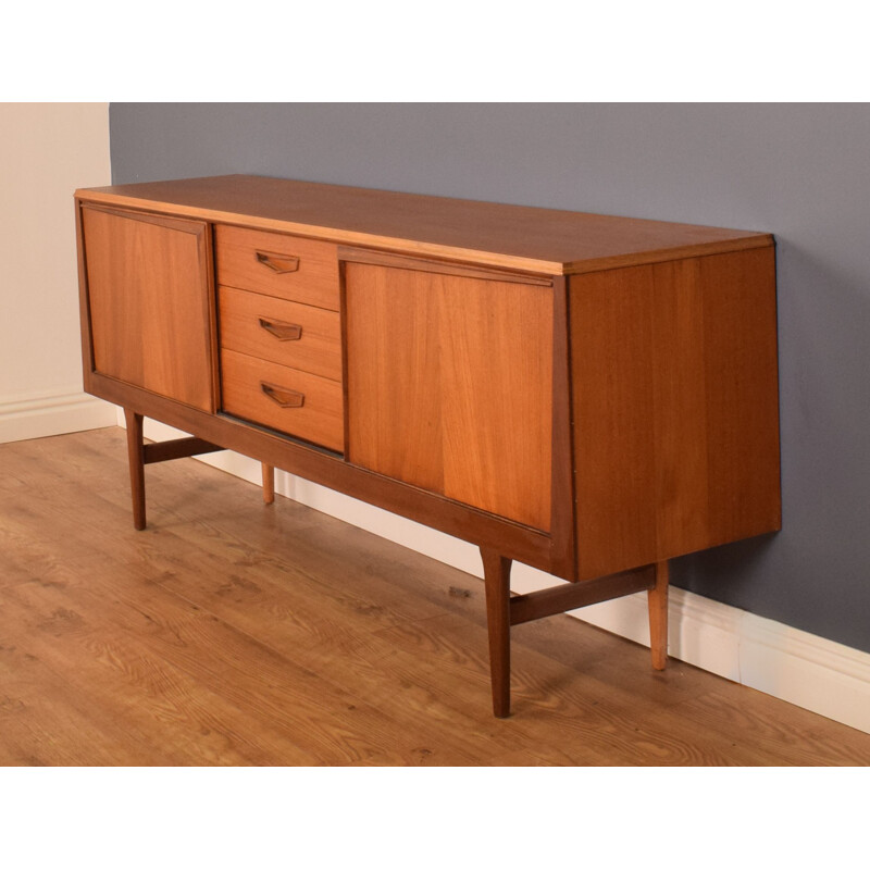 Vintage long teak sideboard by Elliots of Newbury for Royal Heritage Furniture, 1960s