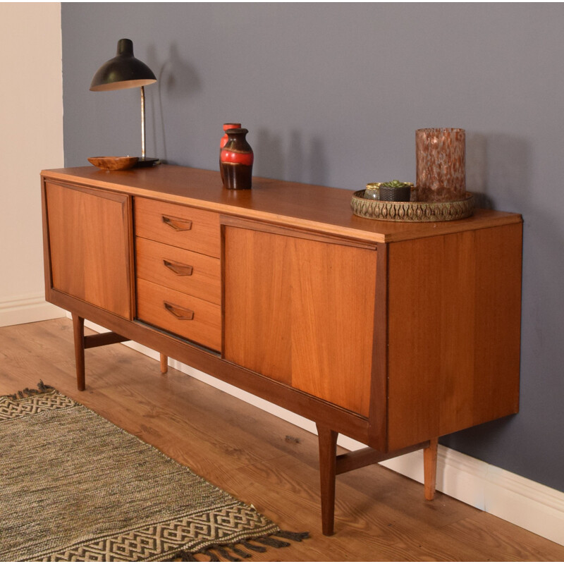 Vintage long teak sideboard by Elliots of Newbury for Royal Heritage Furniture, 1960s