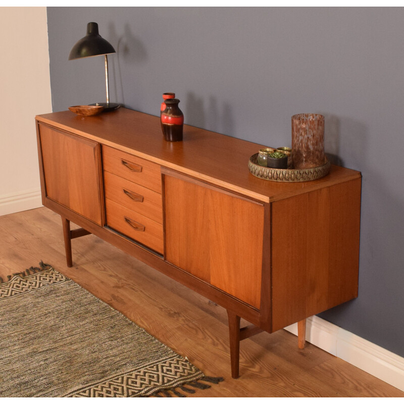 Vintage long teak sideboard by Elliots of Newbury for Royal Heritage Furniture, 1960s