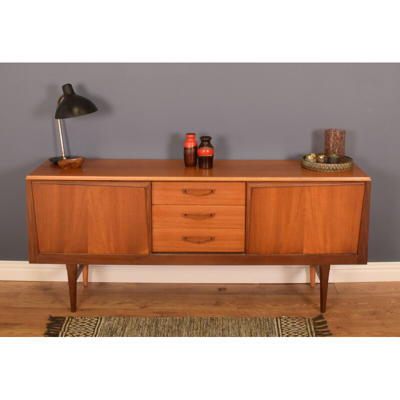 Vintage long teak sideboard by Elliots of Newbury for Royal Heritage Furniture, 1960s