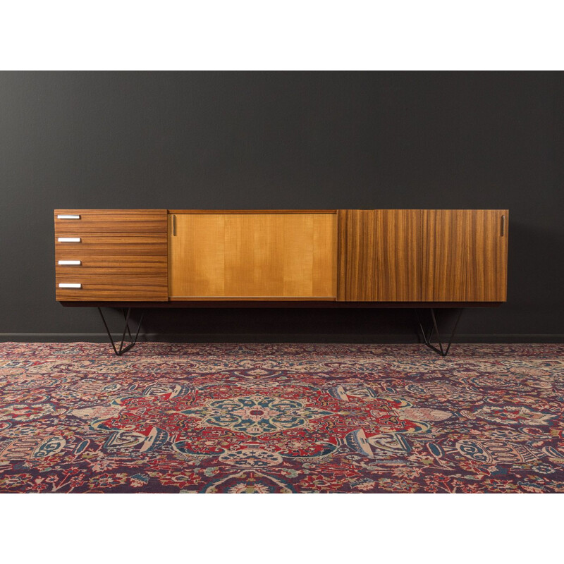 Mid century sideboard in zebrano veneer with 4 drawers, 1950s