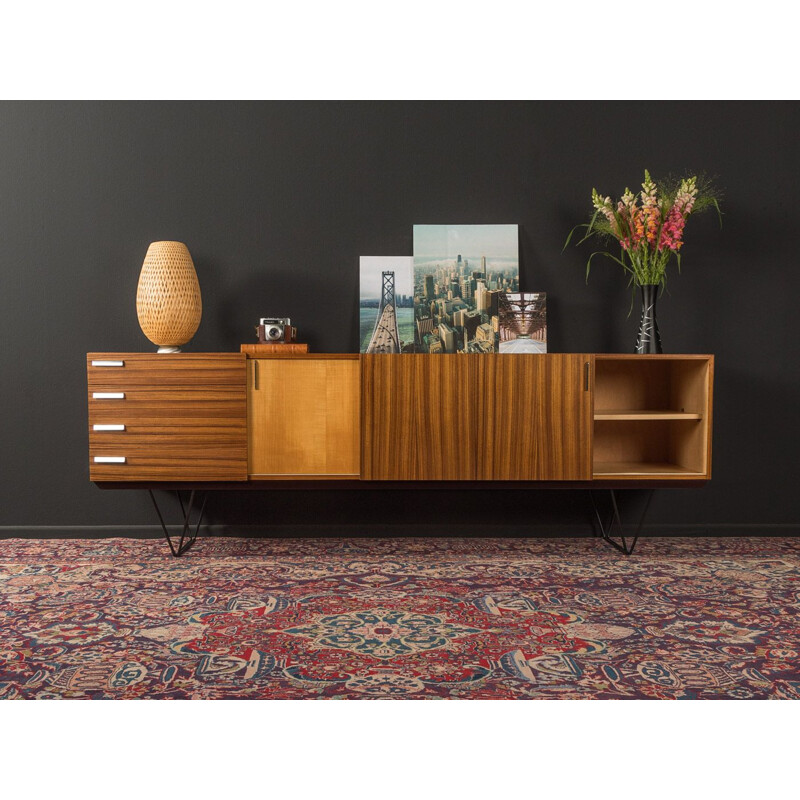 Mid century sideboard in zebrano veneer with 4 drawers, 1950s