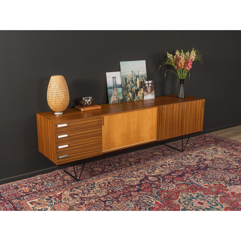 Mid century sideboard in zebrano veneer with 4 drawers, 1950s