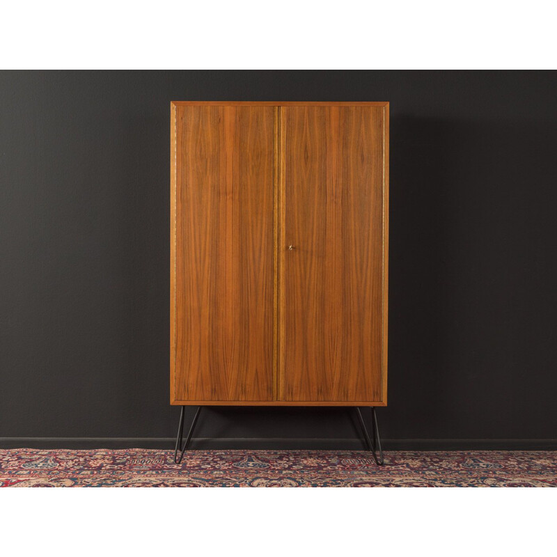 Mid century shoe cabinet in walnut veneer with 2 doors for WK Möbel, 1950s