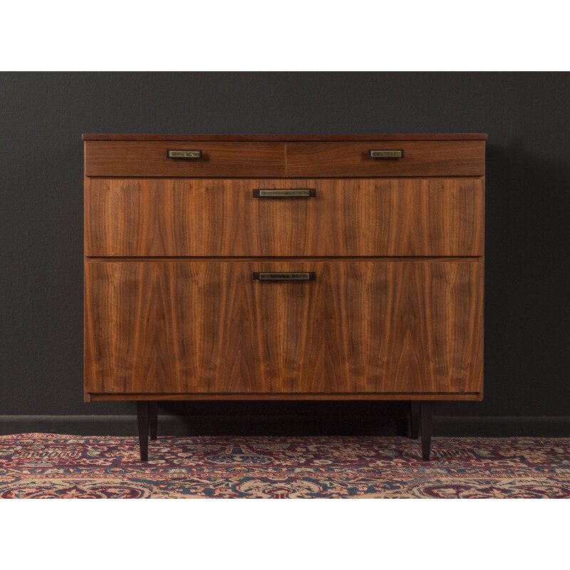 Mid century shoe cabinet in walnut veneer with 2 drawers, 1950s