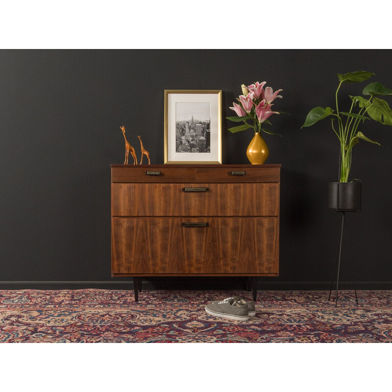 Mid century shoe cabinet in walnut veneer with 2 drawers, 1950s