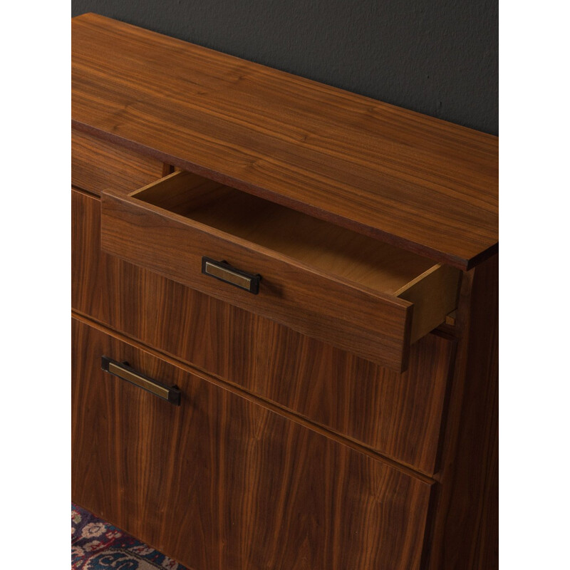 Mid century shoe cabinet in walnut veneer with 2 drawers, 1950s