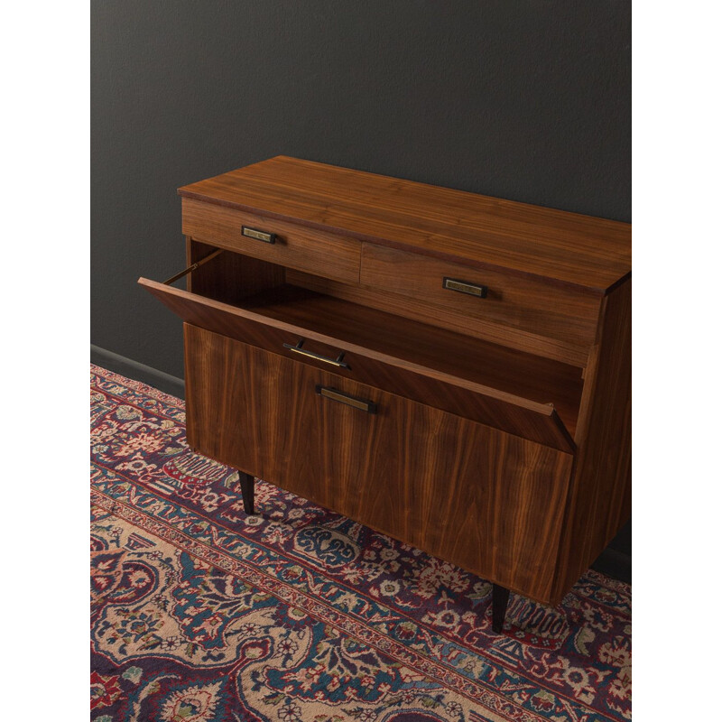 Mid century shoe cabinet in walnut veneer with 2 drawers, 1950s