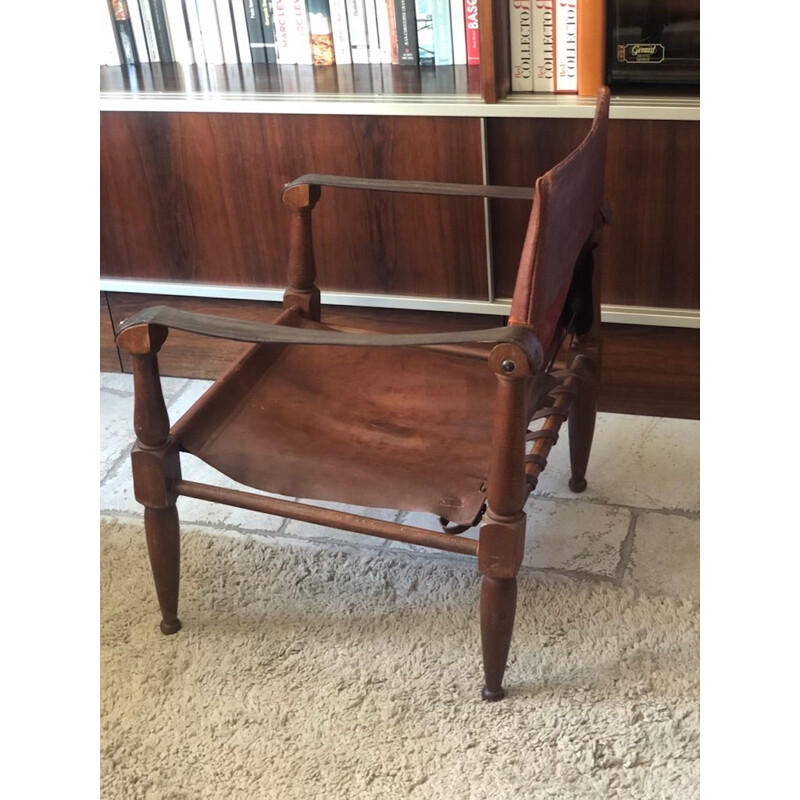 Pair of vintage leather safari chairs by Wilhelm Kienzle for Wohnbedarf 1950s