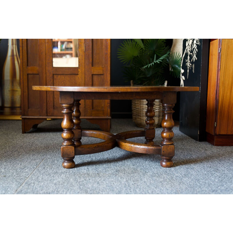 Mid century solid oak circulate coffee table Titchmarsh & Goodwin, 1990s