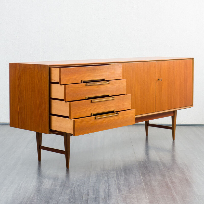 Vintage teak scandinavian sideboard with 4 drawers and 2 doors, 1960s