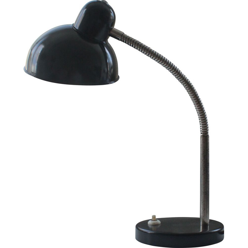 Lámpara de mesa vintage de acero negro 1970
