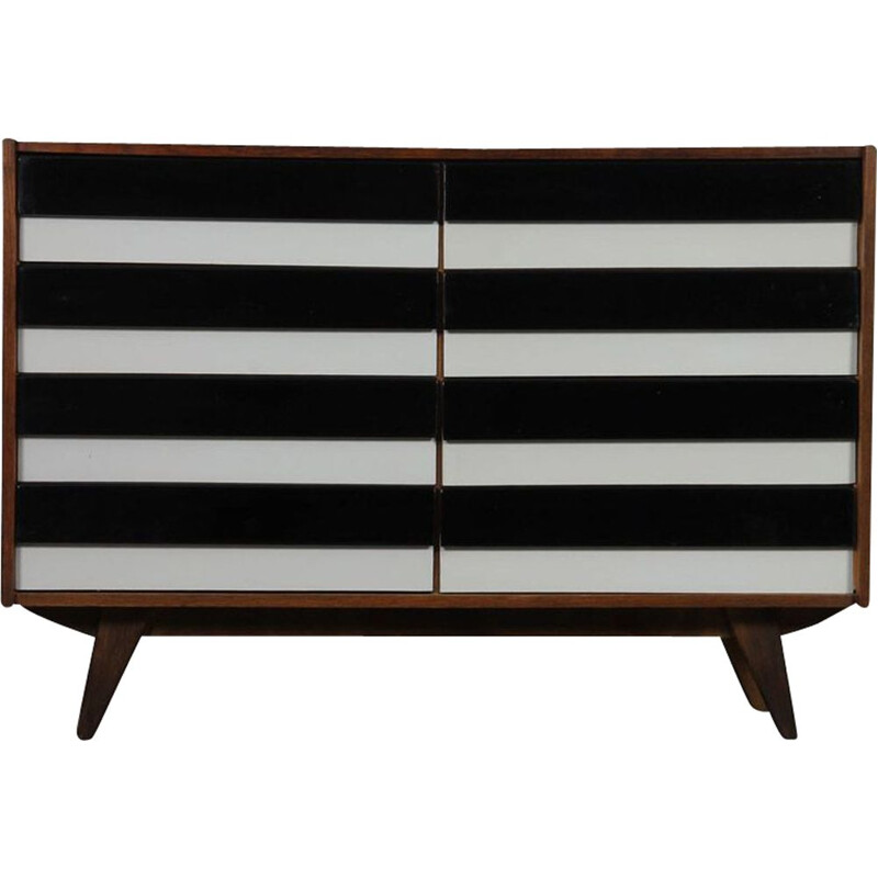 Vintage dark oak chest of drawers model U-453 by Jiri Jiroutek, 1960