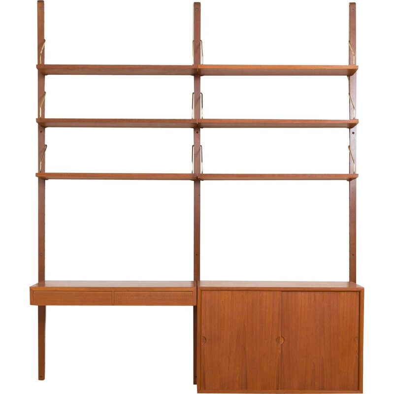  Mid century 2 bay wall unit royal with a desk and a cabinet by Poul Cadovius, 1960s