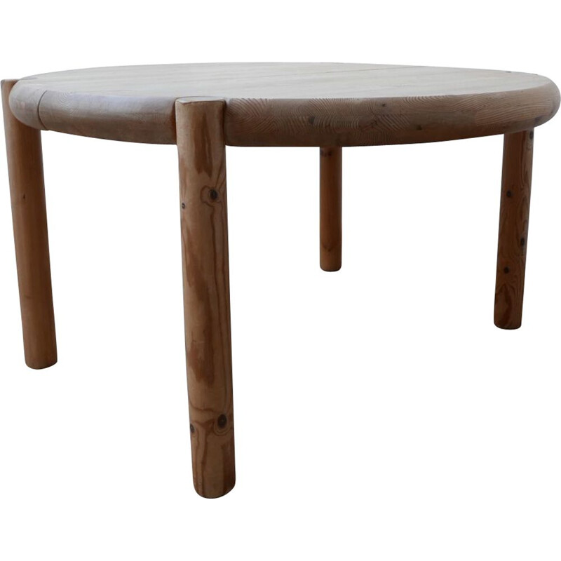 Mid century circular pine  dining table by Rainer Daumiller for Hirtshals Savværk Sweden, 1970s