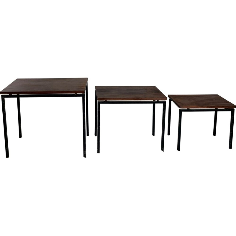 Set of 3 vintage nesting tables  in rosewood By Cees Braakman, 1960s