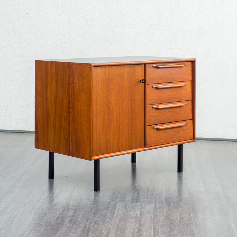 Mid century small sidebaord in teak veneer with 3 drawers, 1960s