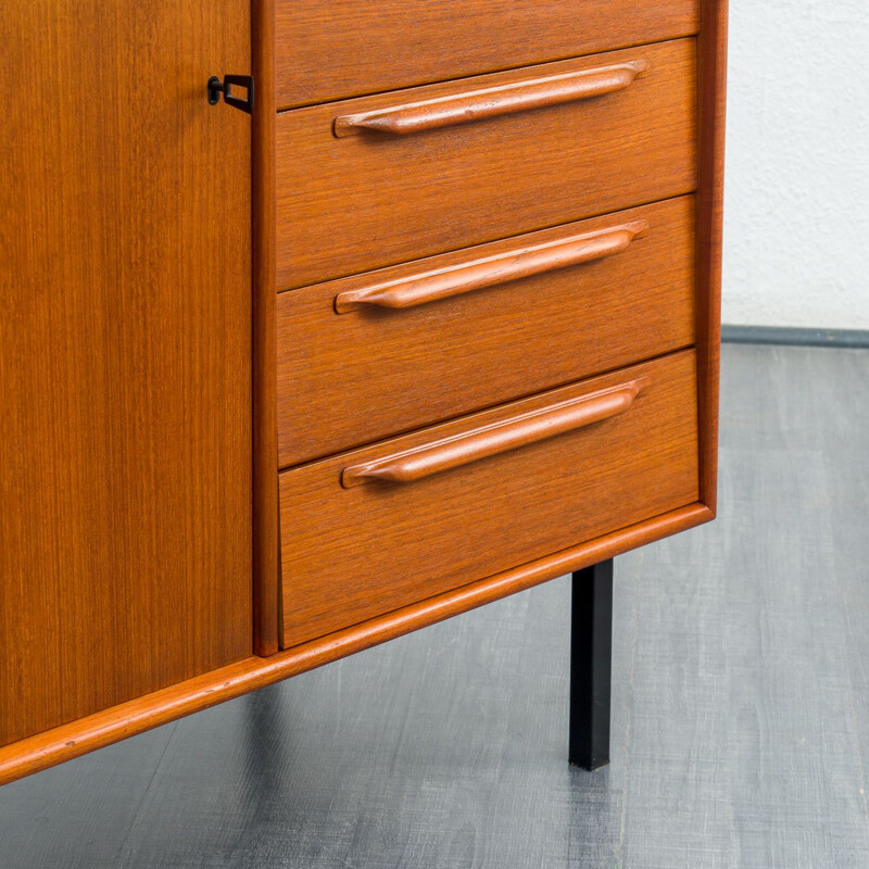 Mid century small sidebaord in teak veneer with 3 drawers, 1960s