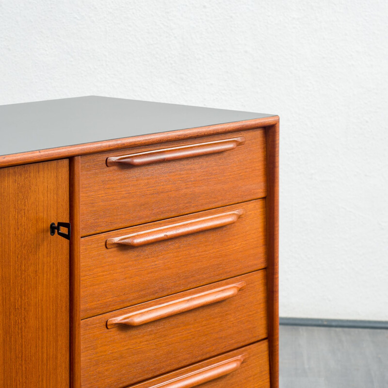 Mid century small sidebaord in teak veneer with 3 drawers, 1960s