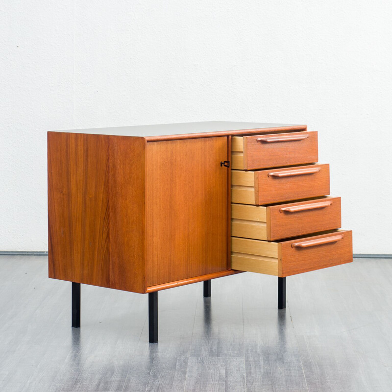 Mid century small sidebaord in teak veneer with 3 drawers, 1960s