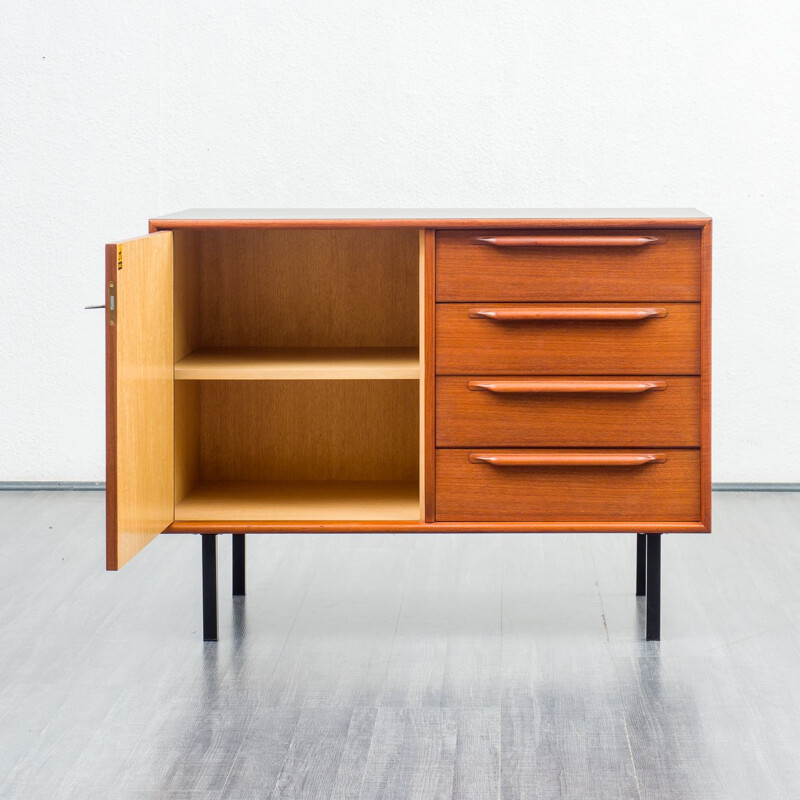 Mid century small sidebaord in teak veneer with 3 drawers, 1960s