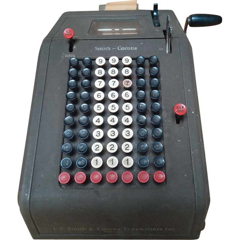 Calcolatrice meccanica smith corona d'epoca, 1950