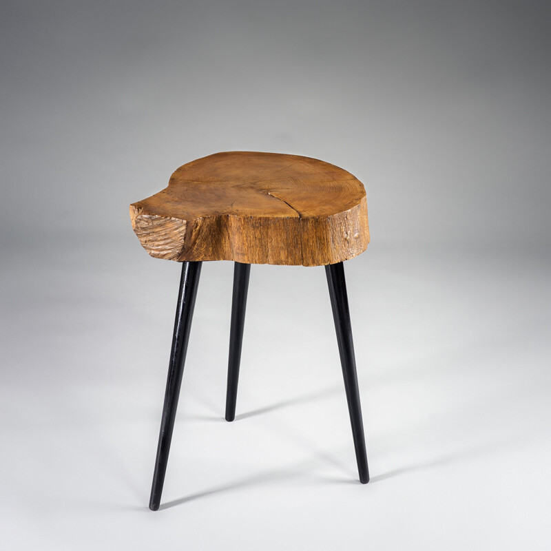 Scandinavian side table in solid woodwith tripod feet - 1960s