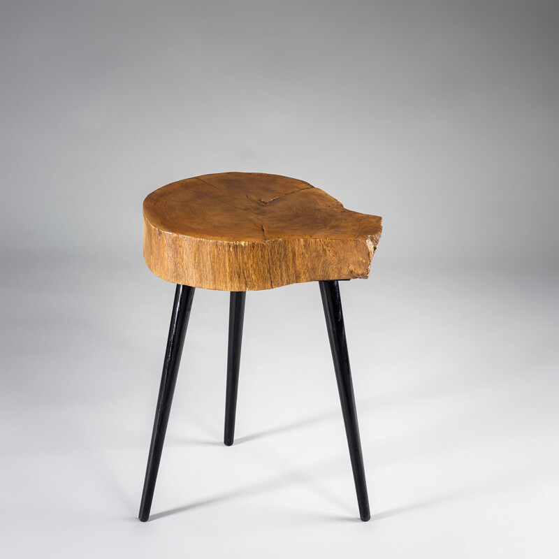 Scandinavian side table in solid woodwith tripod feet - 1960s