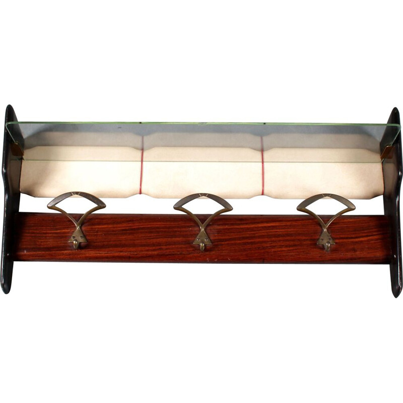 Mid century Italian coat rack in warn brown wood by Ico Parisi 1950s 