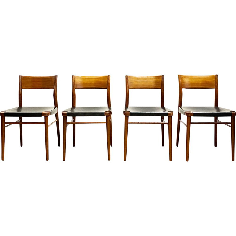 Set of 4 vintage teak dining chairs by Georg Leowald for Wilkhahn Germany 1950s
