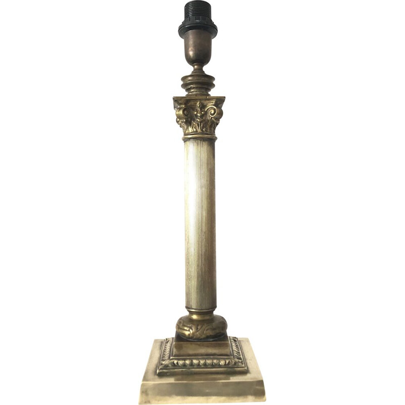 Vintage bronze lamp stand with capitol column, 1950