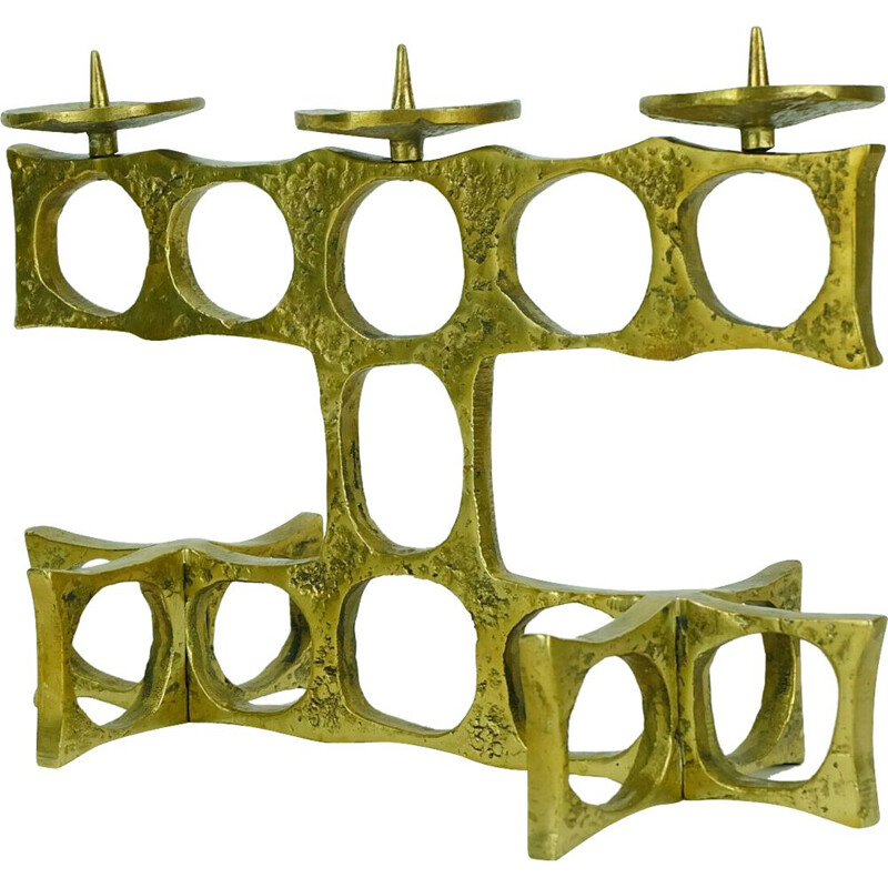 Mid century candelabra sculptural shape in brutalist bronze, 1960s 