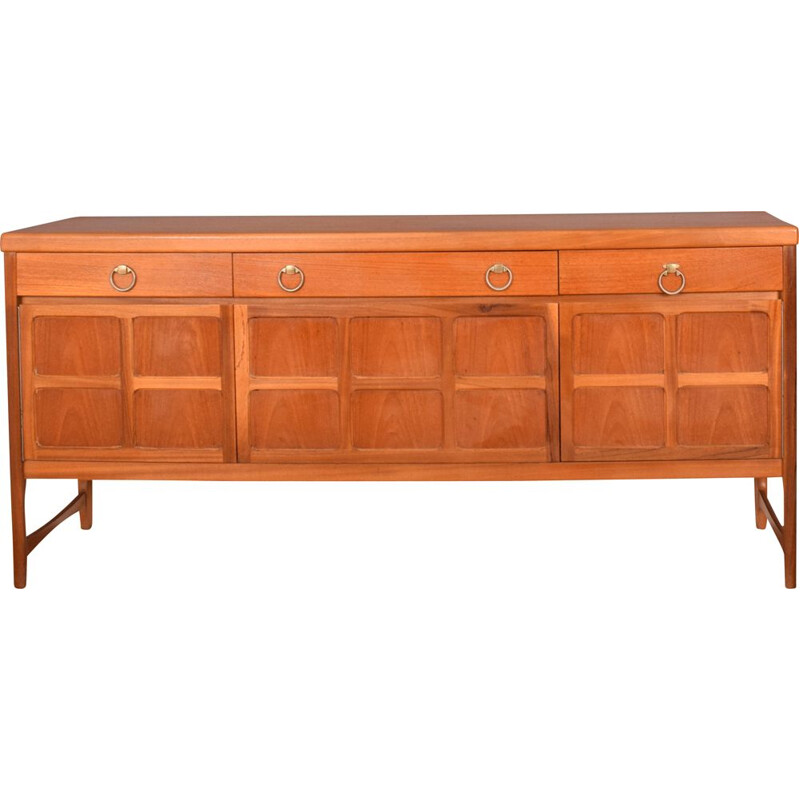 Vintage long teak squares sideboard by Nathan 1960s