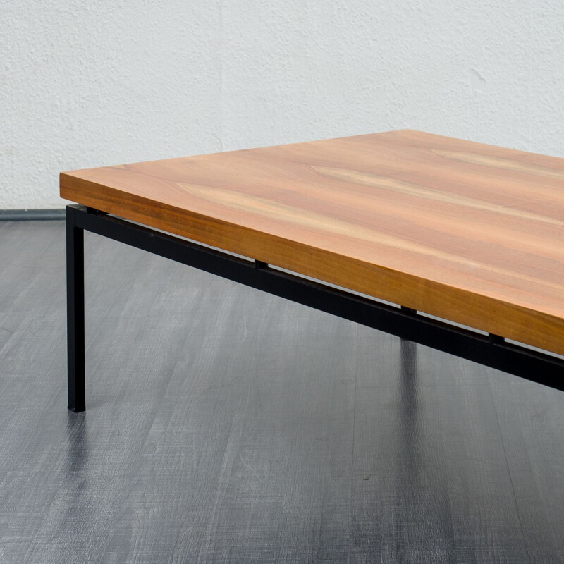 Mid century walnut coffee table with metal tube frame, 1960s