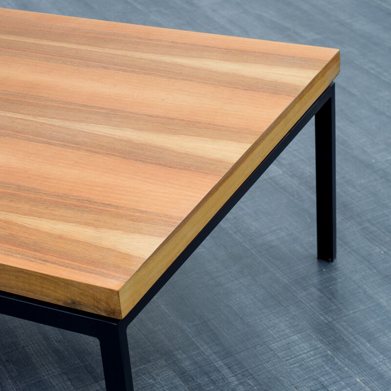 Mid century walnut coffee table with metal tube frame, 1960s