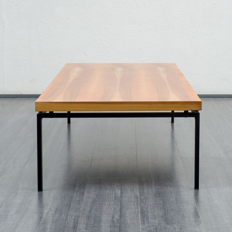 Mid century walnut coffee table with metal tube frame, 1960s