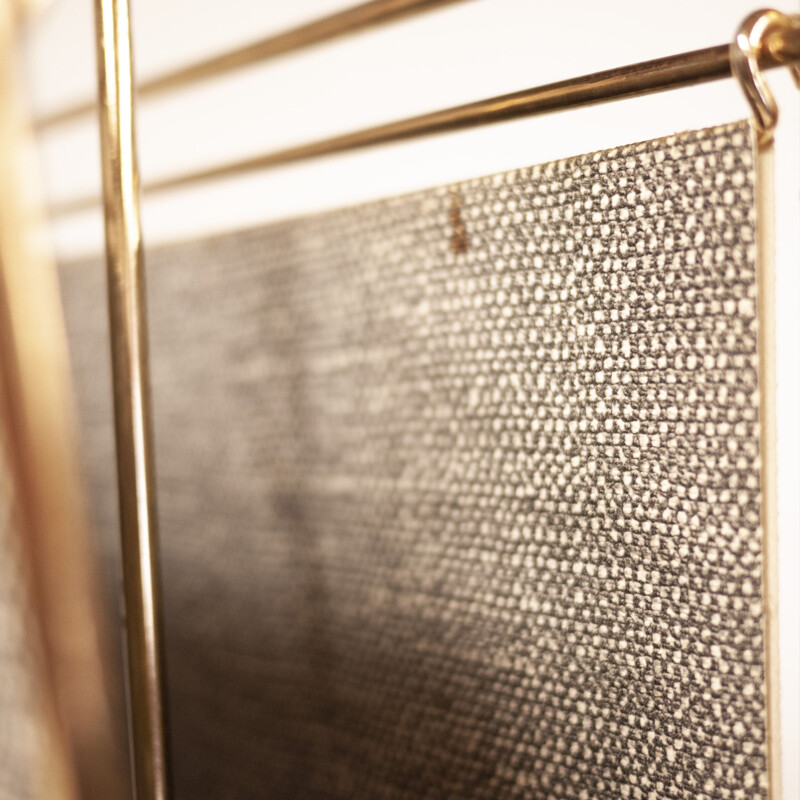 Vintage brass and fabric magazine rack, 1970s