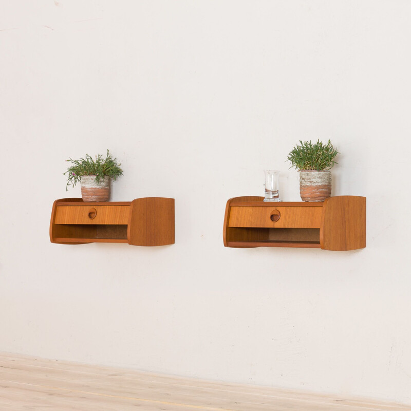  Pair of vintage teak scandinavian nightstands, Denmark 1970s