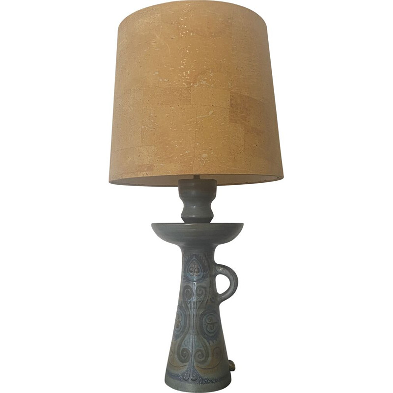 Vintage ceramic lamp by Jean de Lespinasse 1960