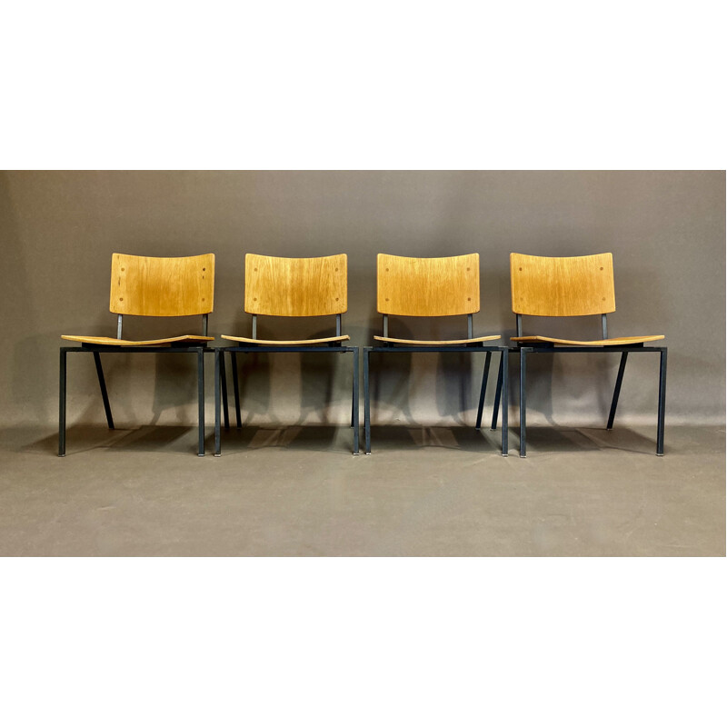 4 vintage industrial chairs, 1960s