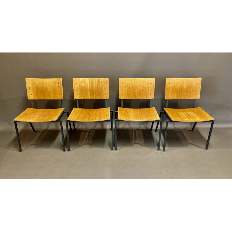 4 vintage industrial chairs, 1960s