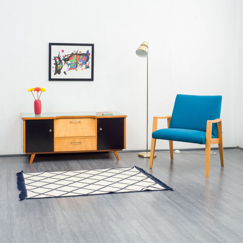 Mid century dresser in two tone wood and glass top, 1950s