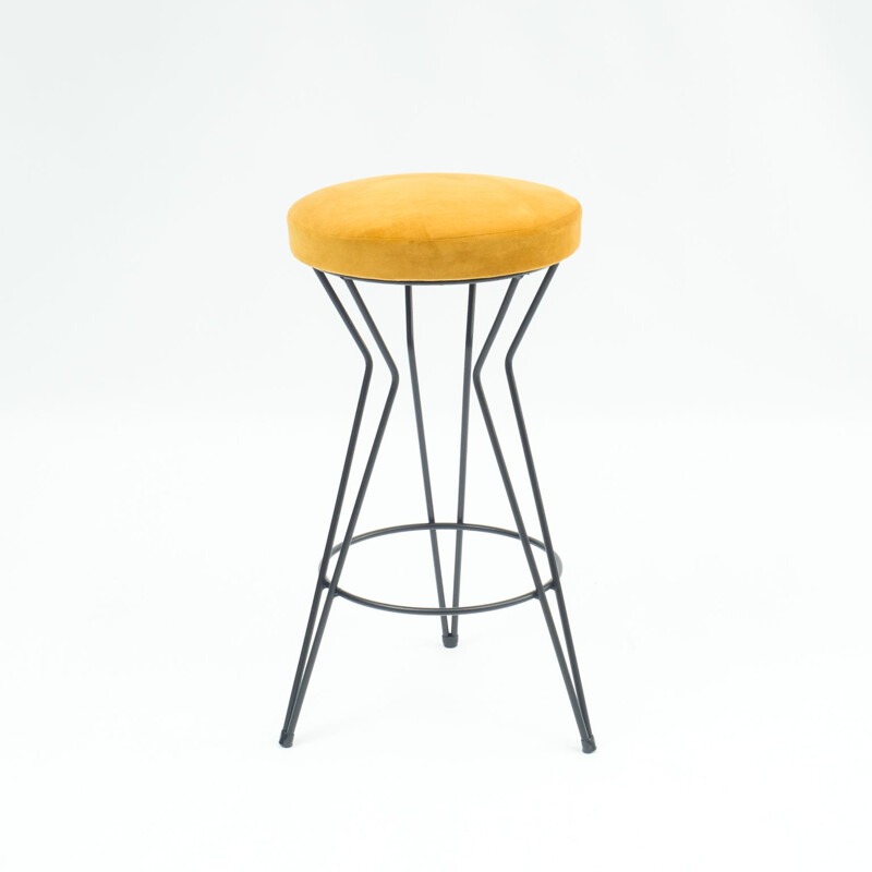 Pair of vintage bar stools wiht solid loop frame, 1950s