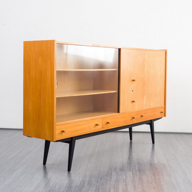 Mid century highboard with glass display ashwoodmaple, 1950s