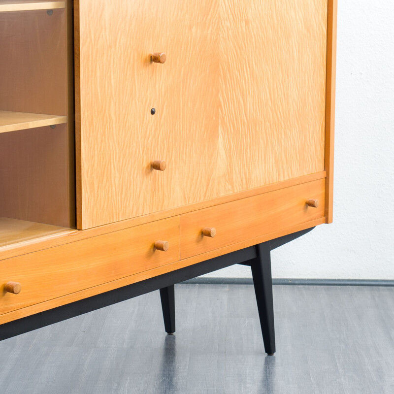 Mid century highboard with glass display ashwoodmaple, 1950s