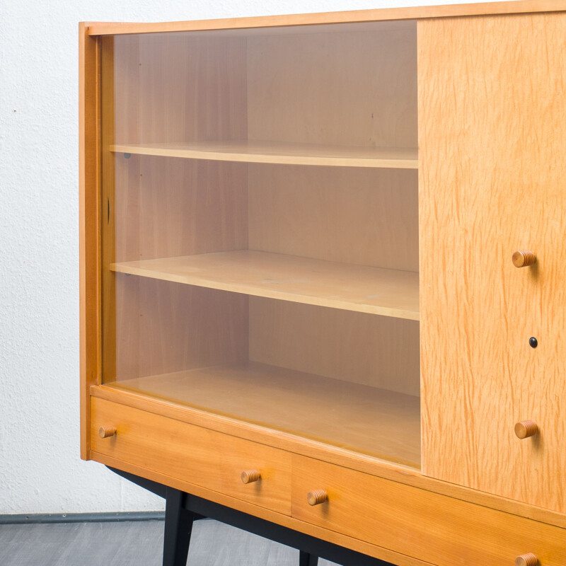 Mid century highboard with glass display ashwoodmaple, 1950s